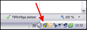 Talande Webbs programikon med en gul bock över sig, skärmbild