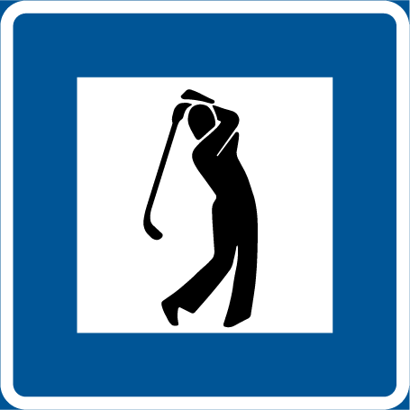 Skylt för golfbana