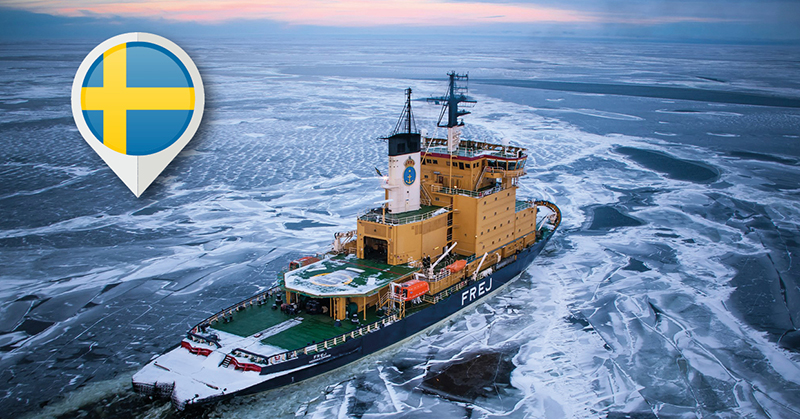 A picture of an icebreaker in the sea.