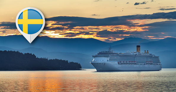 Cruise ship in sunset