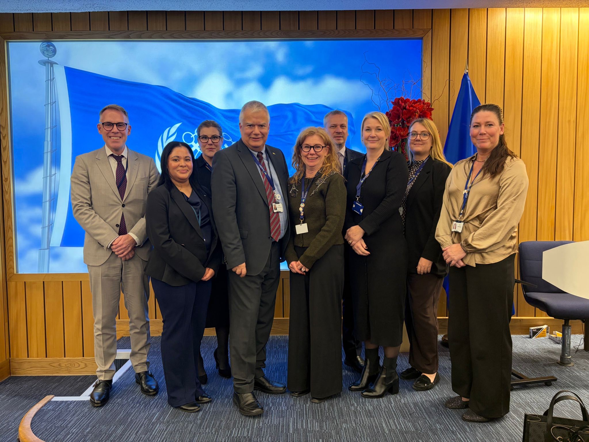 Delegationen på plats i London. 