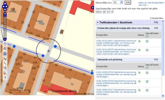 Karta markerad punkt med resultat i kartbild