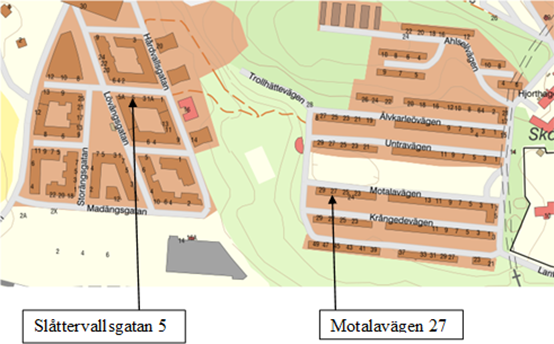 Karta Slåttervallsgatan 5 och Motalavägen 27