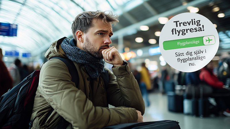 Person som väntar på en flygplats