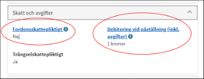 Bild som visar hur felaktig uppgift visas i e-tjänst
