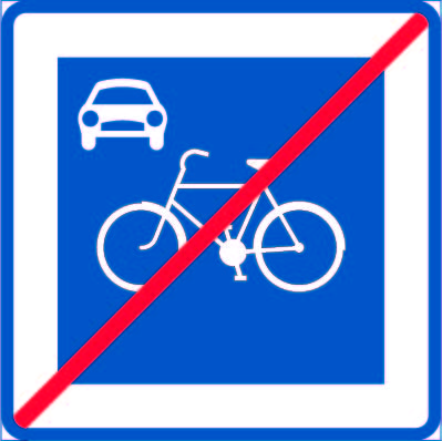 Vägmärke för Cykelgata upphör.