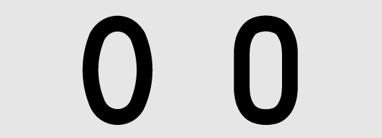 Bild som visar bokstaven O och siffran 0 Bild som visar bokstaven O och siffran 0