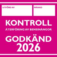 Märke för godkänd kontroll av återföring av bensinångor 2026