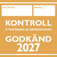 Märke för godkänd kontroll av återföring av bensinångor 2027