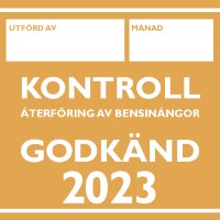 Märke för godkänd kontroll av återföring av bensinångor 2023