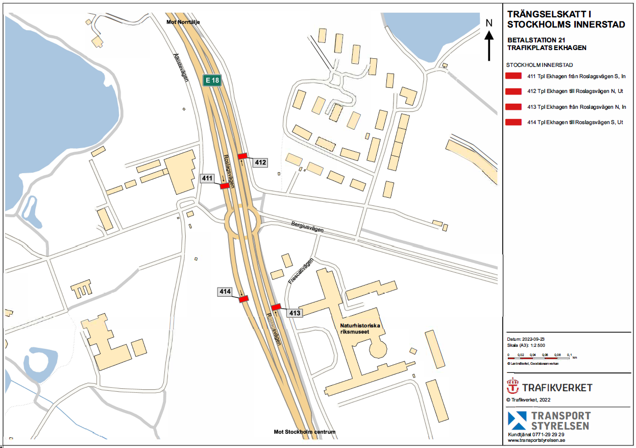 Karta över betalstationer vid trafikplats Ekhagen