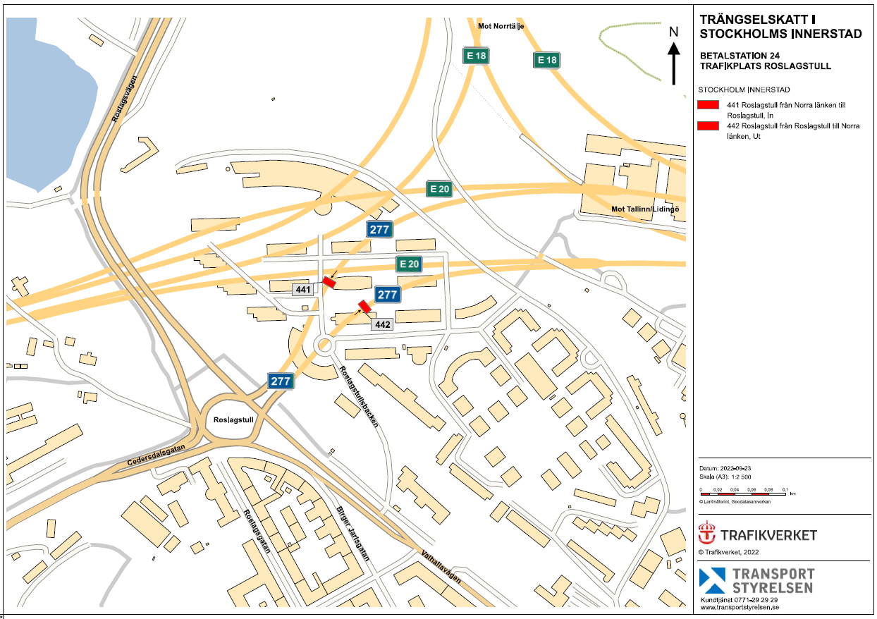 Betalstationer vid trafikplats Roslagstull