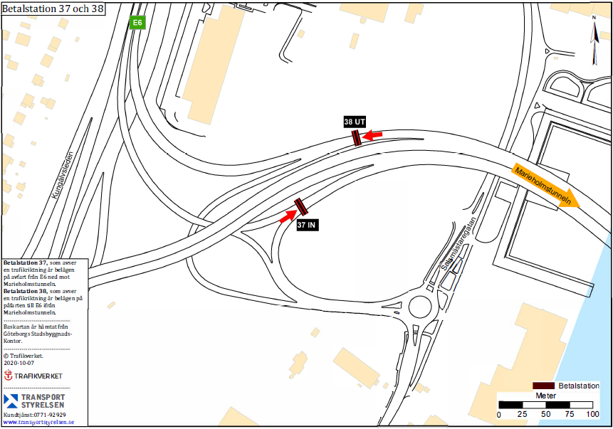 Karta över betalstation 37 och 38.