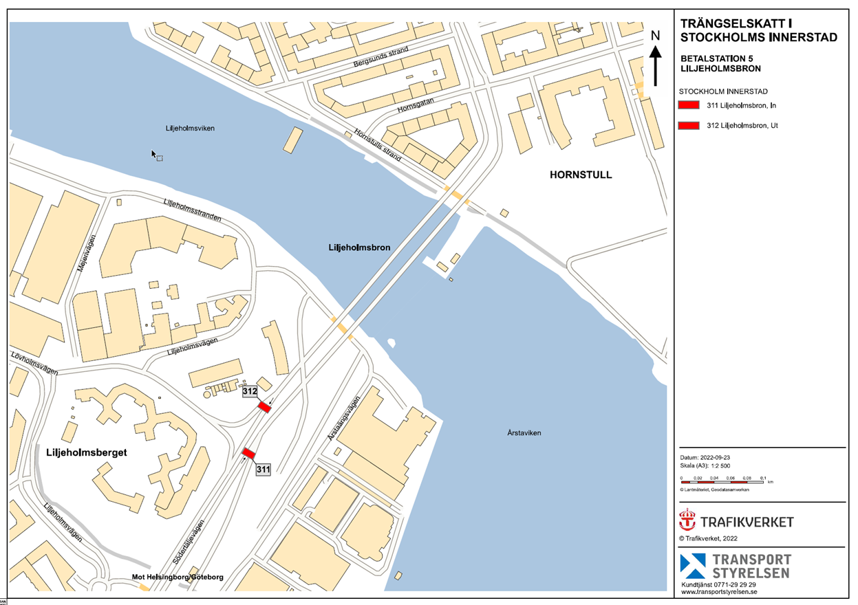 Karta över Liljeholmsbron