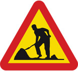 Varning för vägarbete