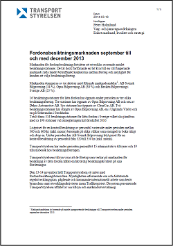 Fordonsbesiktningsmarknaden september till och med december 2013