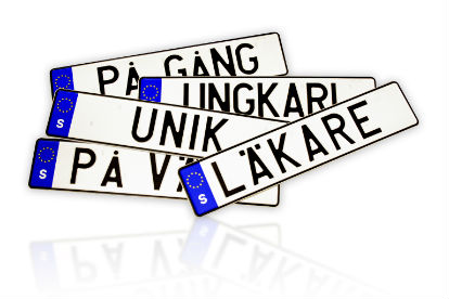 Bild som visar några exempel på personliga registreringsskyltar.
