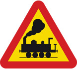 Varning för järnvägskorsning utan bommar
