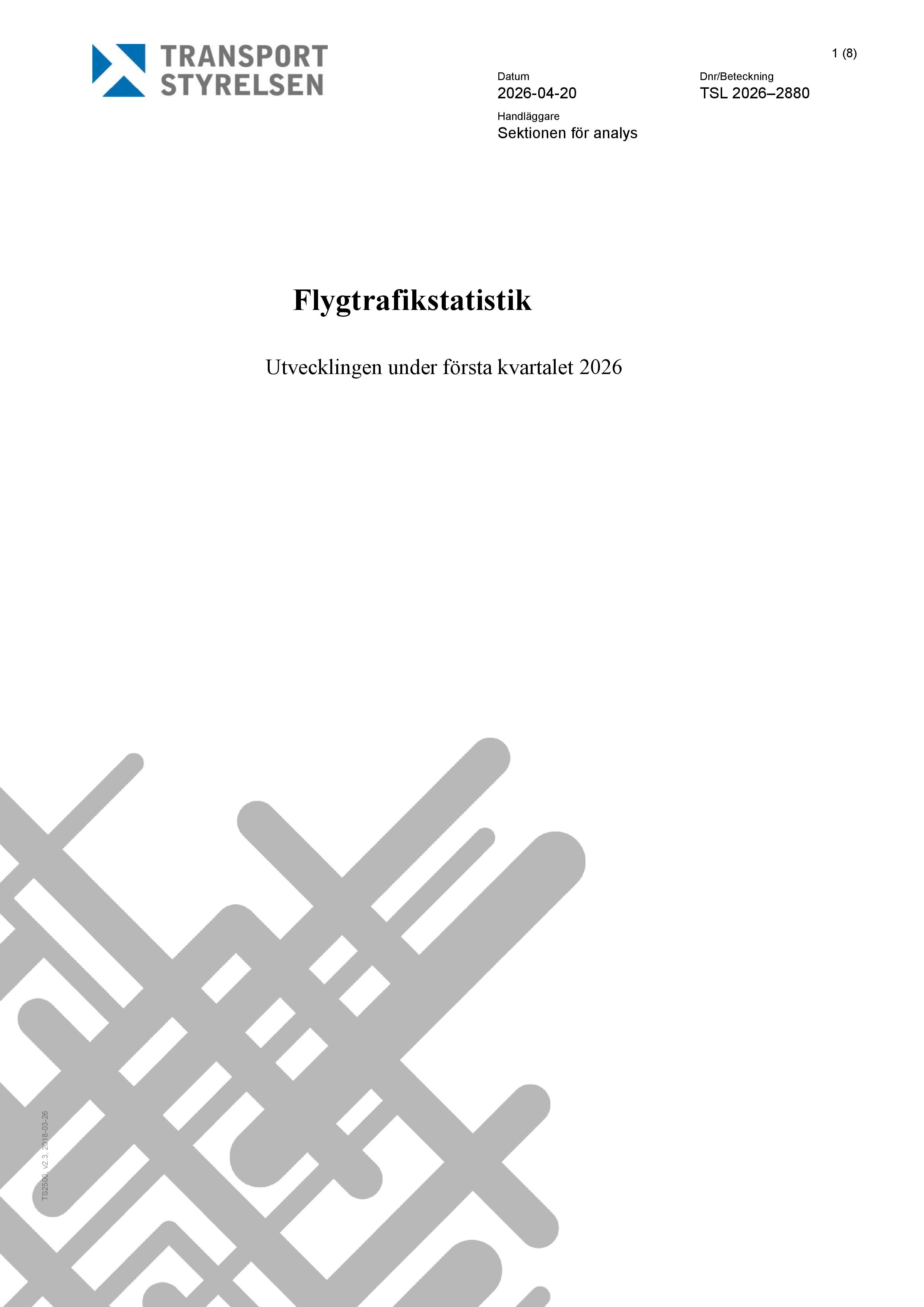 Flygtrafikstatistik kvartal 1/2026