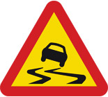 Varning för slirig väg