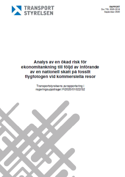Analys av en ökad risk för ekonomitankning till följd av införande av en nationell skatt på fossilt flygfotogen vid kommersiella resor